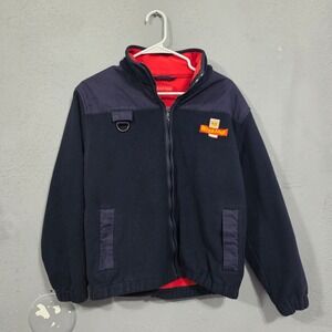 vintage Royal Mail Fleece Zip Up Jacket Men Navy Red Work Uniform Outerwear m